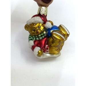 Vtg Mercury Glass Christmas Ornaments Bear Santa Red Hat Playful